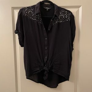 Express black studded over sized crop